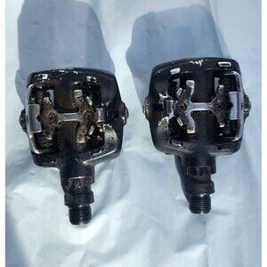 Vintage Shimano Pedals SPD PD-M525 Clipless Mountain Deore Dual Sided